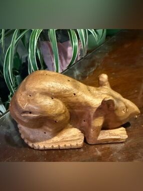 Wooden rat toothpick horduerve  holiday whimsical display ,server